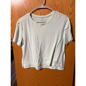 Nike Yoga Dri-FIT Mint Green Cropped T-Shirt Womens XS Short Sleeve Side Slit